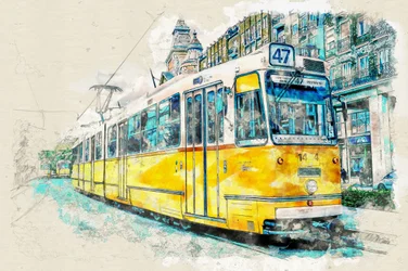 Tram urbano - Acquerello