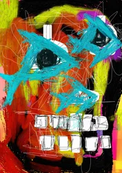 Viso di pesce astratto dai colori vivaci