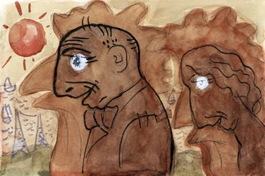 Caricatura di Leo Gestel e sua moglie (ca. 1891–1941) di Leo Gestel