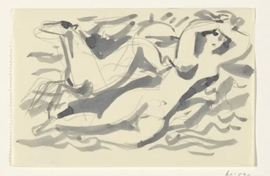 Donna nuda e cavallo nel mare