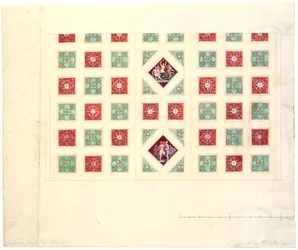 Progetto del soffitto per la stanza di scrittura di Ludwig I alla Residenza Konigsbau, Monaco, c.1835