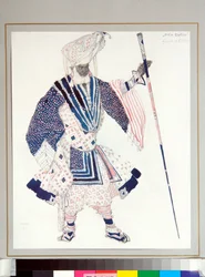 Ballets russes: Gran sacerdote, costume disegnato da Leon Bakst per il balletto Il dio blu di Michel Fokine
