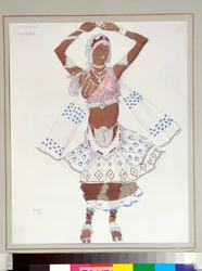Ballets russes: Bayadere, costume disegnato da Leon Bakst per il balletto Il dio blu di Michel Fokine