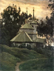 Chiesa in campagna (olio su tela)