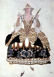 Bozzetto di costume per una dama cinese, da La Bella Addormentata
