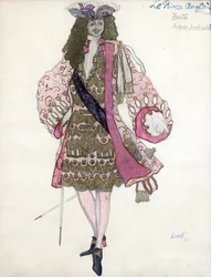 Costume per il balletto La bella addormentata di P. Tchaikovsky - Bakst, Leon (1866-1924) - 1921 - Acquerello, Guazzo su Carta