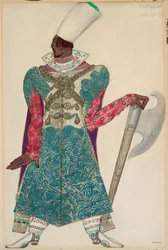 Costume per "Sadko", opera diretta da Nicolas (Nikolai) Rimski Korsakov (Rimski-Korsakov) (1844-1908). Opera di Leon Bakst (1866-1924)