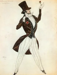 Florestan, bozzetto di costume per il balletto Carnaval (acquerello)