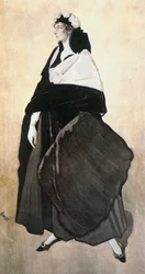 Ida Rubinstein, attrice, ballerina, fondatrice della sua compagnia di danza (acquerello, gouache su carta incollata su tela)