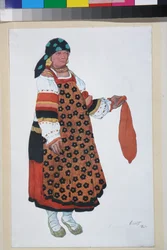 Donna contadina, costume per il Vaudeville Vecchia Mosca, al Théâtre Femina di Parigi