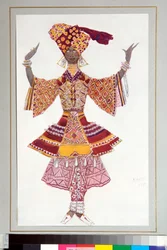 Balletto russo - costume disegnato per il balletto "Il dio blu" diretto da C Michel Fokine
