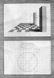 Trattati di architettura, prospettiva e geometria: tavola tratta da "De Architectura Libri decem" di Leon Battista Alberti (1404-1472), architetto, matematico, poeta italiano del Rinascimento, Londra