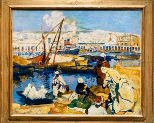 Imbarco al porto di Algeri (olio su tela)