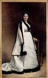 Ritratto a figura intera di Madame Pasca, drammaturga. Dipinto di Léon Joseph Bonnat