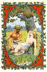 Un fauno svela il corpo nudo di una ninfa addormentata