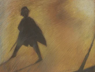 La fine di una bella giornata, figura in controluce