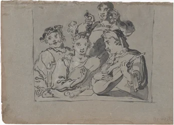 Un Quartetto di Cantanti, Suonatori di Liuto e Suonatori di Campane che Suonano in una Taverna alla Luce delle Candele, 1620-1628