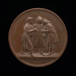 Campagna elettorale per i voti, scena centrale da un dipinto di William Hogarth [retro], 1848