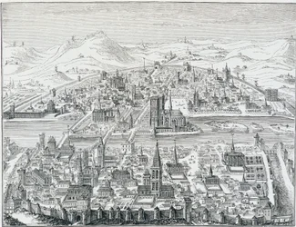 Grande vista prospettica di Parigi nel 1607, basata sull