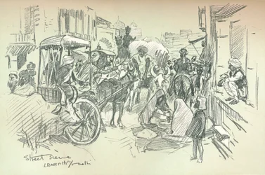 Una scena di strada a Delhi, c1903