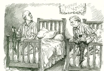 Arthur Balfour, conservatore, e Herbert Asquith, liberale, con le loro calze di Natale. Alle elezioni generali del dicembre 1910 nessuno dei due ottenne la maggioranza assoluta. Asquith riuscì a formare un governo in coalizione con il Partito Nazionalista