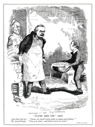John Bull si lamenta con Lloyd George che ci sono troppe riforme nella sua legislazione sociale e nelle riforme della politica fondiaria, 1912