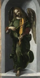 Un angelo in verde con una viella, c. 1490-1499