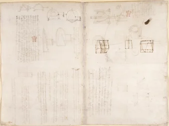 Arundel 263, f.130v, f.133 Pagina bianca con diagrammi, dal 