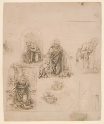 Schizzi compositivi per la Vergine che adora il Bambino Gesù, 1480-85