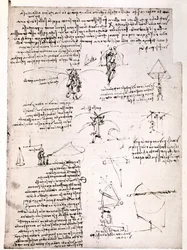 Estratto da un manoscritto di Da Vinci: Manoscritto originale che descrive il principio e la costruzione di un "Paracadute" (manoscritto)
