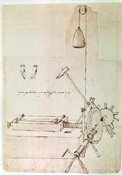 Estratto da un manoscritto di Da Vinci che descrive il principio e la costruzione di una "Macchina per la dentellatura delle lime" (manoscritto)