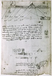 Estratto da un manoscritto di Da Vinci che descrive il principio e la costruzione di una "draga marina" (manoscritto)
