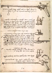 Estratto da un manoscritto di Da Vinci che descrive il principio e la costruzione di una "Macchina per fabbricare specchi cavi" (manoscritto)