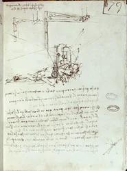 Macchina volante. Disegno di Leonardo da Vinci