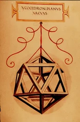 Geometria: "Un icosaedro" Pagina tratta dal manoscritto "De divina proportione" del matematico Fra Luca Pacioli detto Luca di Borgo (1445-1517) illustrato da Leonardo da Vinci (1452-1519). 1509