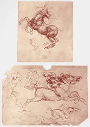 Cavallo impennato, e cavalieri e fanti, c1504