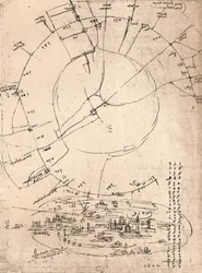 Mappa schizzo di Milano, c1472-c1519 1883