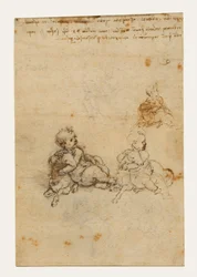Studi per il Bambino Gesù con un agnello (recto); Testa di un anziano e studi di macchinari (verso)