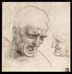 Studio di due teste di guerrieri per la battaglia di Anghiari