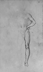 Studio di un uomo nudo con la mano sinistra sul fianco, c1480