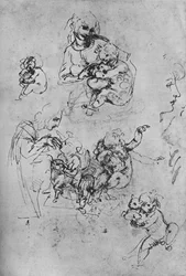 Due studi della Madonna col Bambino con un gatto e tre studi del Bambino, 1475-1481 1945