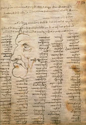 Elenco di parole e profilo maschile, dal Codex Trivulzianus