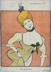 Ritratto della comica francese Jeanne Granier (1852-1939) - disegno di Leonetto Cappiello (1875-1942) in "Le Rire" del 1898