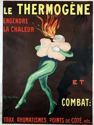 Il termogeno genera calore e combatte tosse, reumatismi, punti laterali ecc: poster di Leonetto Cappiello (1875-1942)