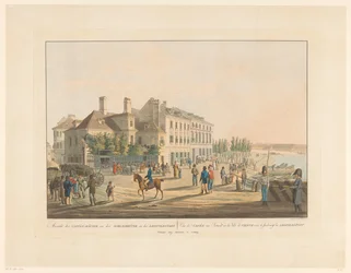 Veduta dei caffè di fronte al ponte tra Vienna e Leopoldstadt