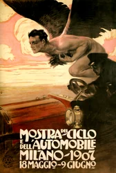 Poster per la Mostra di Auto e Biciclette, Milano 18 Maggio-9 Giugno