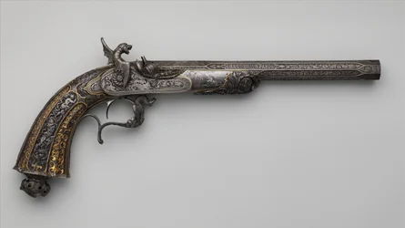 Pistola a percussione da esposizione, francese, Parigi, datata 1849