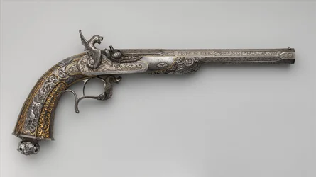 Pistola da esposizione a percussione, francese, datata 1851