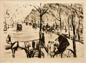 Viale nel Tiergarten con carrozza in primo piano