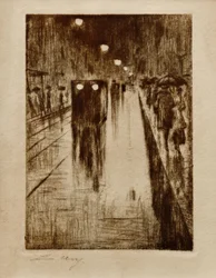 Strada di Lipsia sotto la pioggia